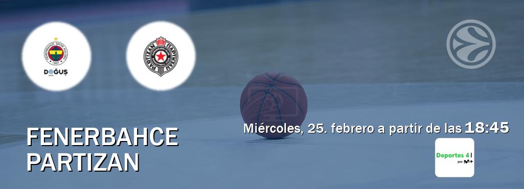 El partido entre Fenerbahce y Partizan será retransmitido por Movistar Deportes 4 (miércoles, 25. febrero a partir de las  18:45).