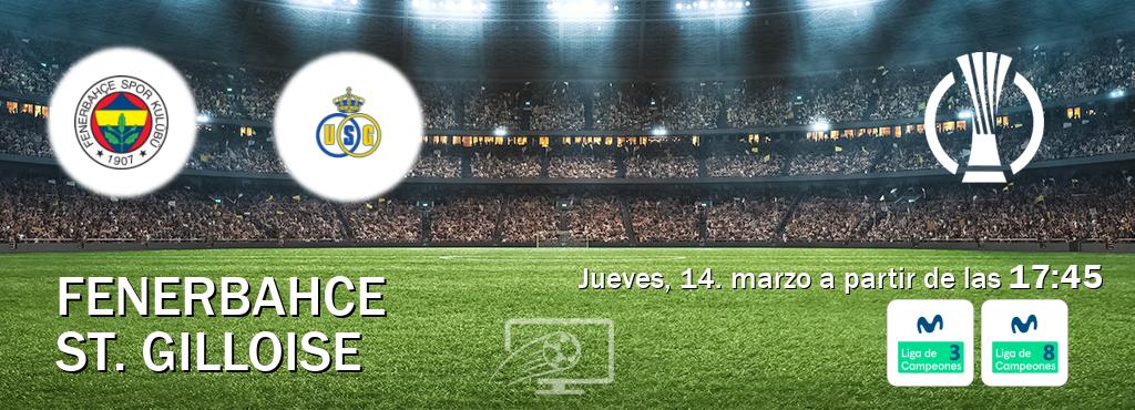 El partido entre Fenerbahce y St. Gilloise será retransmitido por Movistar Liga de Campeones 3 y Movistar Liga de Campeones 8 (jueves, 14. marzo a partir de las  17:45).