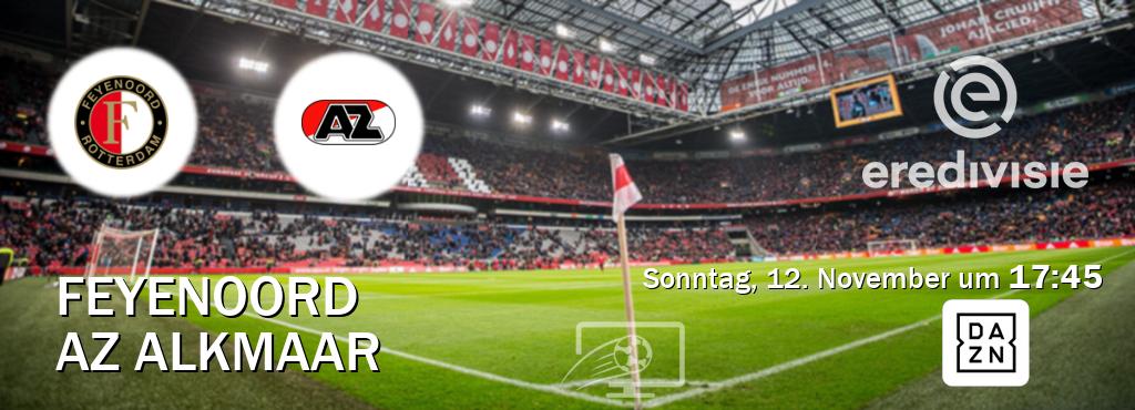 Das Spiel zwischen Feyenoord und AZ Alkmaar wird am Sonntag, 12. November um  17:45, live vom DAZN übertragen.