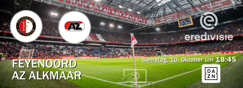 Das Spiel zwischen Feyenoord und AZ Alkmaar wird am Samstag, 10. Oktober um 18:45, live vom DAZN übertragen. Das Spiel zwischen Feyenoord und AZ Alkmaar wird am Samstag, 10. Oktober um 18:45, live vom DAZN übertragen.