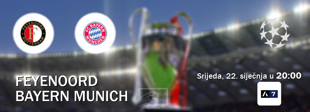 Izravni prijenos utakmice Feyenoord i Bayern Munich pratite uživo na Arena Sport 7 (srijeda, 22. siječnja u  20:00).