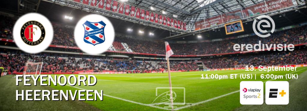 You can watch game live between Feyenoord and Heerenveen on Viaplay Sports 2(UK) and ESPN+(US). You can watch game live between Feyenoord and Heerenveen on Viaplay Sports 2(UK) and ESPN+(US).