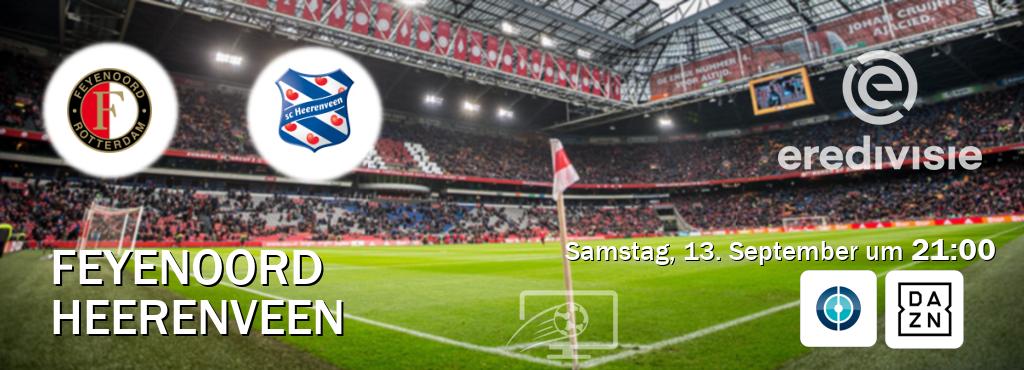 Das Spiel zwischen Feyenoord und Heerenveen wird am Samstag, 13. September um 21:00, live vom Sportdigital FUSSBALL und DAZN übertragen. Das Spiel zwischen Feyenoord und Heerenveen wird am Samstag, 13. September um 21:00, live vom Sportdigital FUSSBALL und DAZN übertragen.
