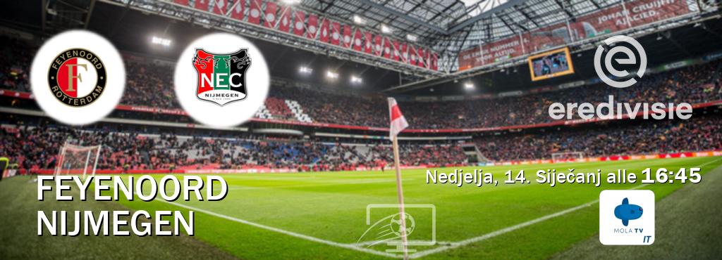 Il match Feyenoord - Nijmegen sarà trasmesso in diretta TV su Mola TV Italia (ore 16:45)