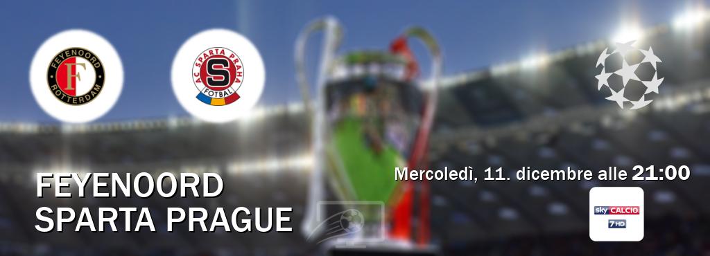 Il match Feyenoord - Sparta Prague sarà trasmesso in diretta TV su Sky Calcio 7 (ore 21:00)