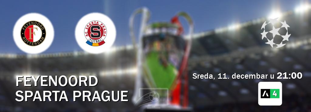 Izravni prijenos utakmice Feyenoord i Sparta Prague pratite uživo na Arena Sport 4 (sreda, 11. decembar u  21:00).