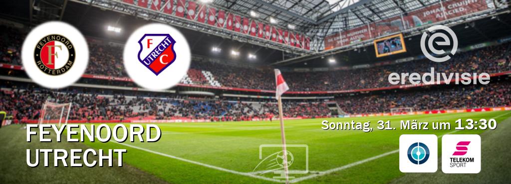 Das Spiel zwischen Feyenoord und Utrecht wird am Sonntag, 31. März um  13:30, live vom Sportdigital FUSSBALL und Magenta Sport übertragen.