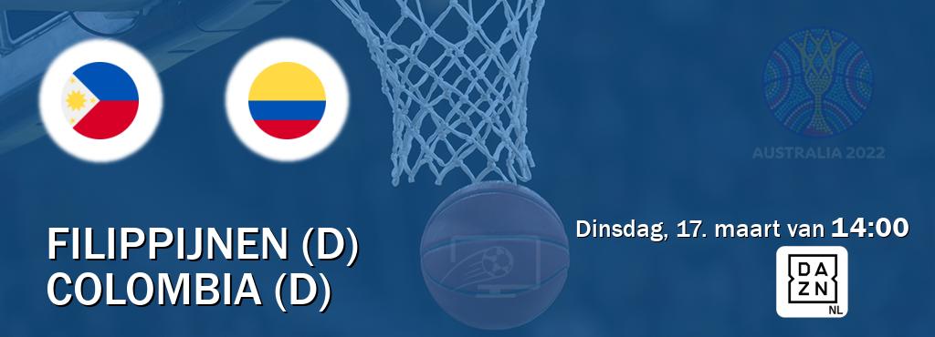 Wedstrijd tussen Filippijnen (D) en Colombia (D) live op tv bij DAZN (dinsdag, 17. maart van  14:00).
