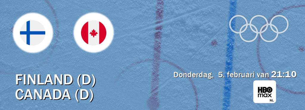 Wedstrijd tussen Finland (D) en Canada (D) live op tv bij HBO Max (donderdag,  5. februari van  21:10).