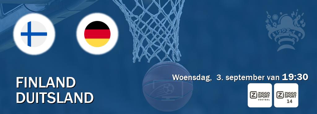 Wedstrijd tussen Finland en Duitsland live op tv bij Ziggo Sport, Ziggo Sport 14 (woensdag,  3. september van  19:30).