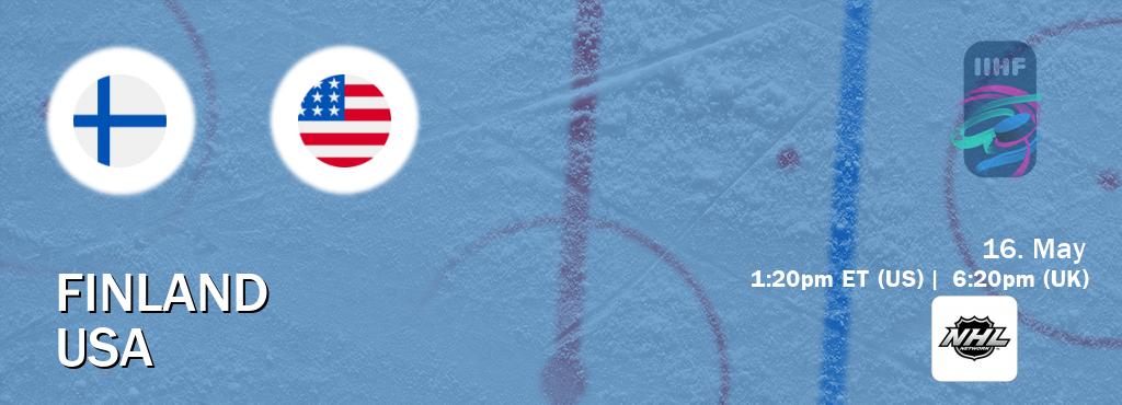 You can watch game live between Finland and USA on NHL Network.