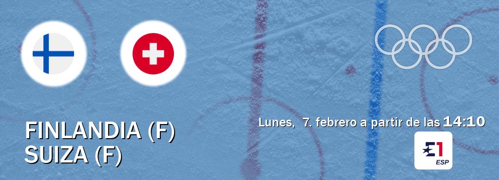 El partido entre Finlandia (F) y Suiza (F) será retransmitido por Eurosport 1 (lunes,  7. febrero a partir de las  14:10).