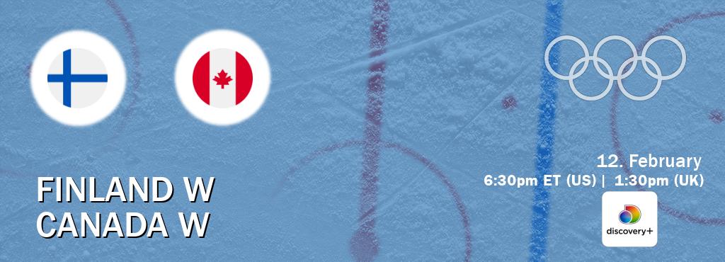 You can watch game live between Finland W and Canada W on Discovery +(UK).