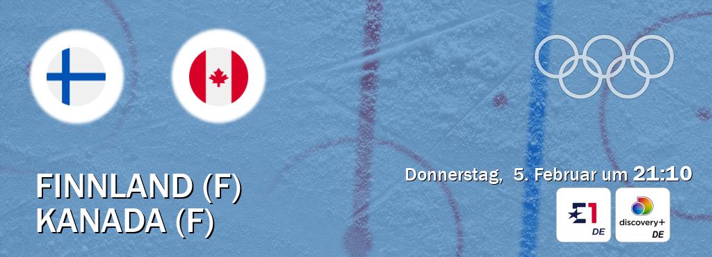 Das Spiel zwischen Finnland (F) und Kanada (F) wird am Donnerstag,  5. Februar um  21:10, live vom Eurosport 1 und Discovery + übertragen.