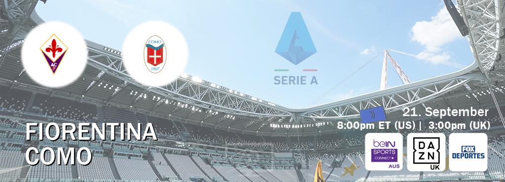 You can watch game live between Fiorentina and Como on beIN Sports Connect(AU), DAZN UK(UK), Fox Deportes(US). You can watch game live between Fiorentina and Como on beIN Sports Connect(AU), DAZN UK(UK), Fox Deportes(US).