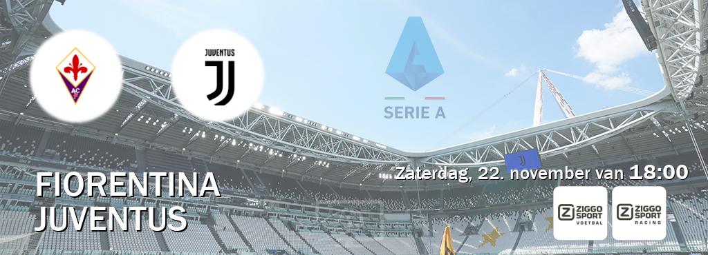 Wedstrijd tussen Fiorentina en Juventus live op tv bij Ziggo Sport, Ziggo Sport 3 (zaterdag, 22. november van 18:00). Wedstrijd tussen Fiorentina en Juventus live op tv bij Ziggo Sport, Ziggo Sport 3 (zaterdag, 22. november van 18:00).