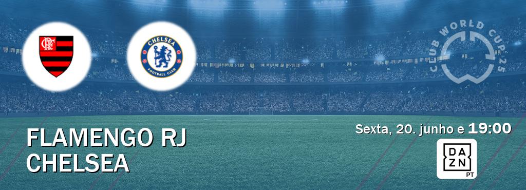 Jogo entre Flamengo RJ e Chelsea tem emissão DAZN (sexta, 20. junho e  19:00).