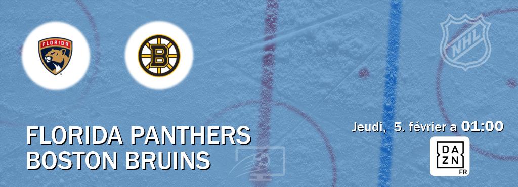 Match entre Florida Panthers et Boston Bruins en direct à la DAZN (jeudi,  5. février a  01:00).