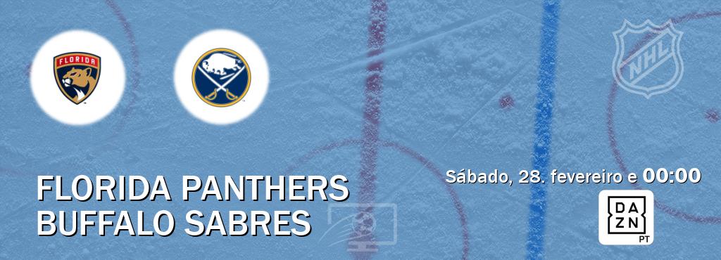 Jogo entre Florida Panthers e Buffalo Sabres tem emissão DAZN (sábado, 28. fevereiro e  00:00).