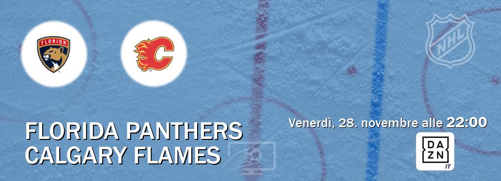 Il match Florida Panthers - Calgary Flames sarà trasmesso in diretta TV su DAZN Italia (ore 22:00)