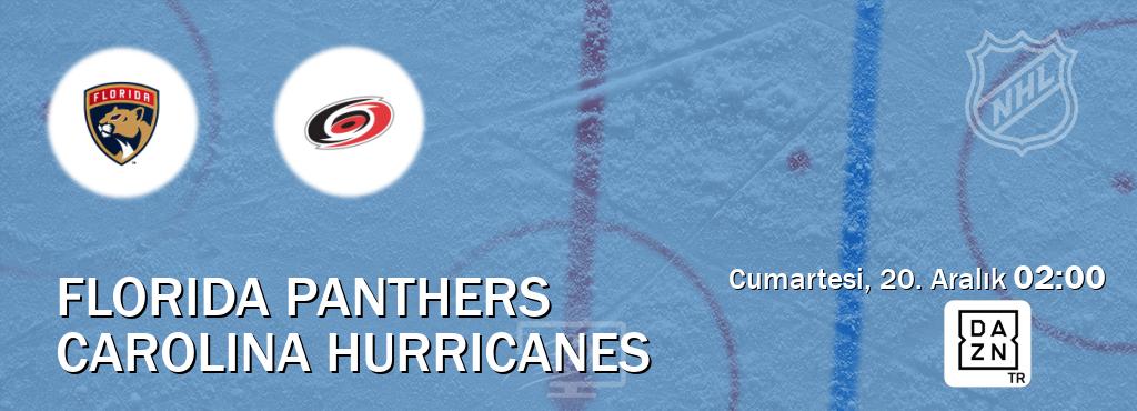 Karşılaşma Florida Panthers - Carolina Hurricanes DAZN'den canlı yayınlanacak (Cumartesi, 20. Aralık 02:00). Karşılaşma Florida Panthers - Carolina Hurricanes DAZN'den canlı yayınlanacak (Cumartesi, 20. Aralık 02:00).