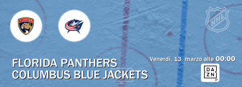 Il match Florida Panthers - Columbus Blue Jackets sarà trasmesso in diretta TV su DAZN Italia (ore 00:00)