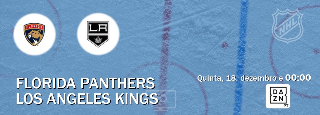 Jogo entre Florida Panthers e Los Angeles Kings tem emissão DAZN (quinta, 18. dezembro e  00:00).