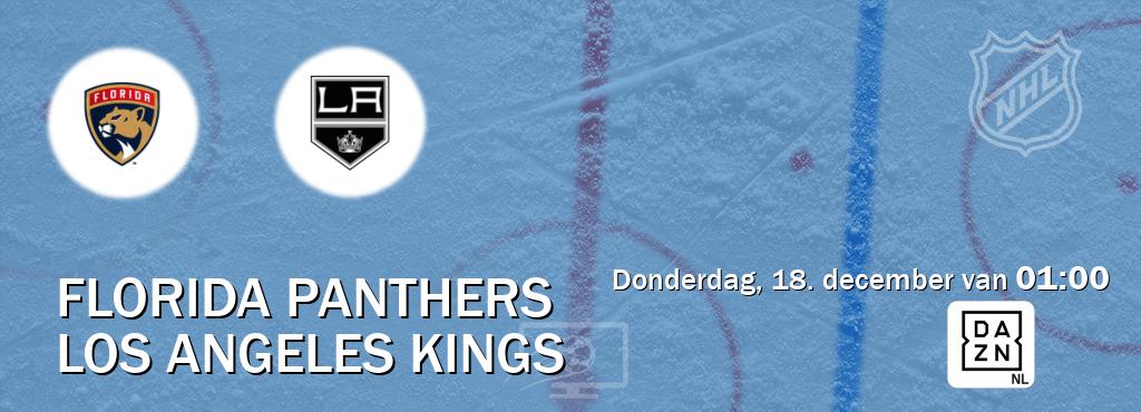 Wedstrijd tussen Florida Panthers en Los Angeles Kings live op tv bij DAZN (donderdag, 18. december van 01:00). Wedstrijd tussen Florida Panthers en Los Angeles Kings live op tv bij DAZN (donderdag, 18. december van 01:00).