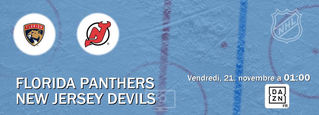 Match entre Florida Panthers et New Jersey Devils en direct à la DAZN (vendredi, 21. novembre a  01:00).