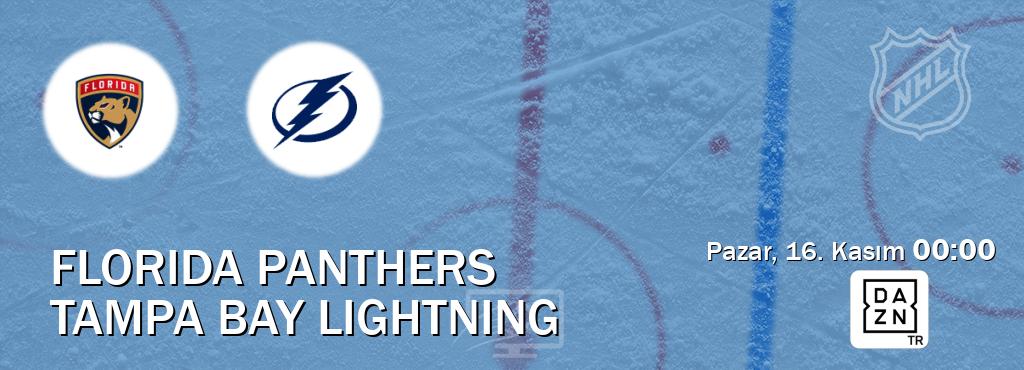 Karşılaşma Florida Panthers - Tampa Bay Lightning DAZN'den canlı yayınlanacak (Pazar, 16. Kasım 00:00). Karşılaşma Florida Panthers - Tampa Bay Lightning DAZN'den canlı yayınlanacak (Pazar, 16. Kasım 00:00).