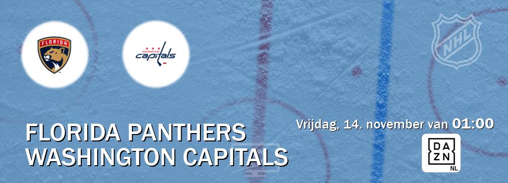 Wedstrijd tussen Florida Panthers en Washington Capitals live op tv bij DAZN (vrijdag, 14. november van 01:00). Wedstrijd tussen Florida Panthers en Washington Capitals live op tv bij DAZN (vrijdag, 14. november van 01:00).