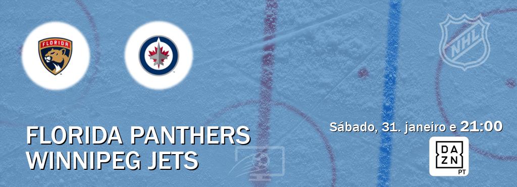 Jogo entre Florida Panthers e Winnipeg Jets tem emissão DAZN (sábado, 31. janeiro e  21:00).