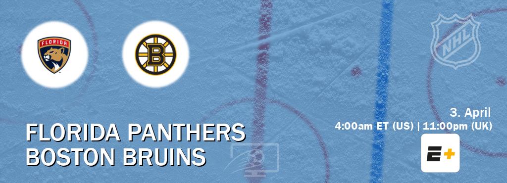 You can watch game live between Florida Panthers and Boston Bruins on ESPN+(US). You can watch game live between Florida Panthers and Boston Bruins on ESPN+(US).