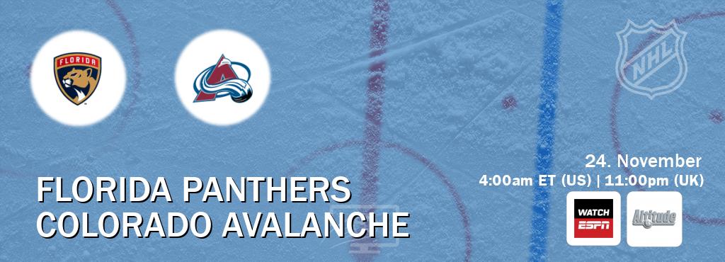 You can watch game live between Florida Panthers and Colorado Avalanche on WatchESPN(AU) and Altitude(US).