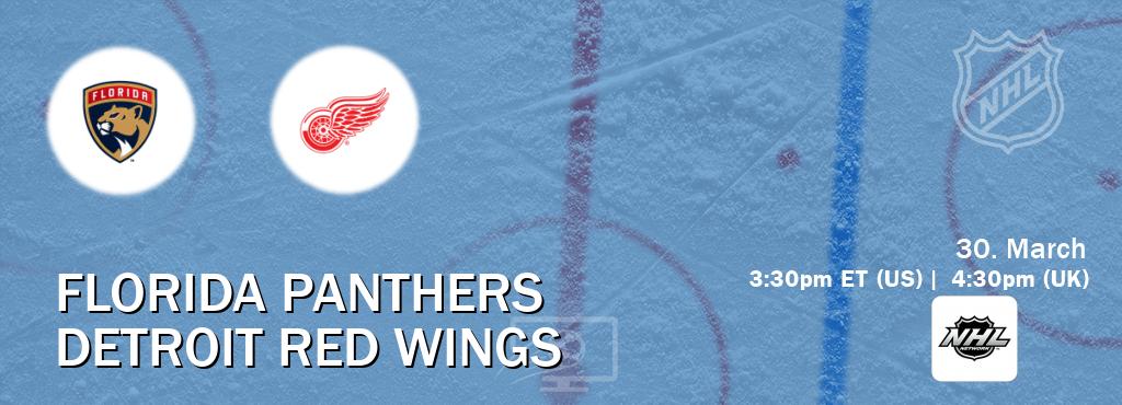 You can watch game live between Florida Panthers and Detroit Red Wings on NHL Network(US).