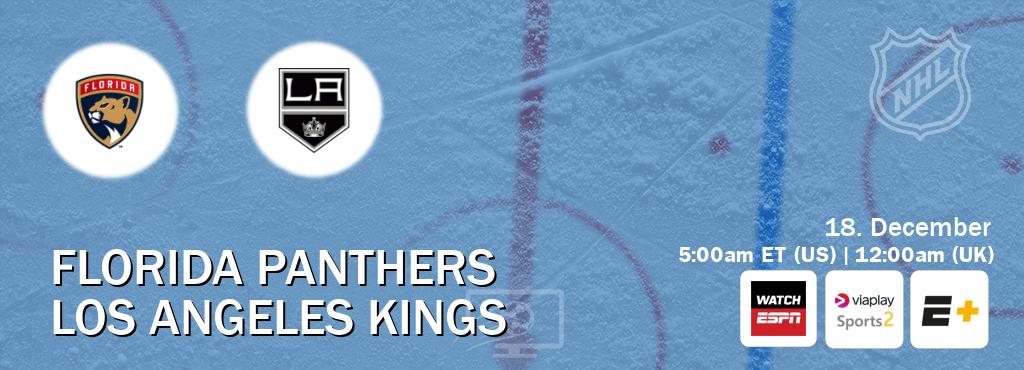You can watch game live between Florida Panthers and Los Angeles Kings on WatchESPN(AU), Viaplay Sports 2(UK), ESPN+(US).