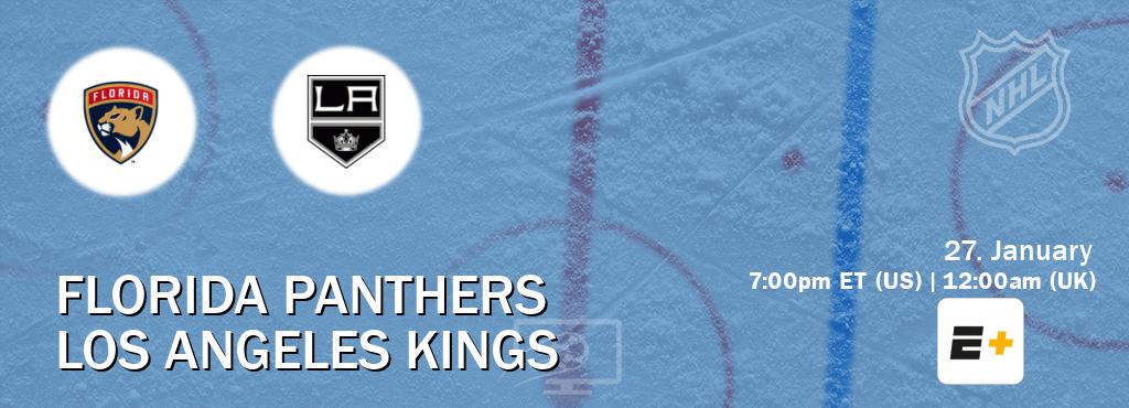 You can watch game live between Florida Panthers and Los Angeles Kings on ESPN+.