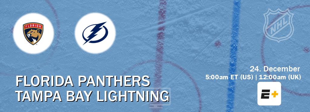 You can watch game live between Florida Panthers and Tampa Bay Lightning on ESPN+(US).