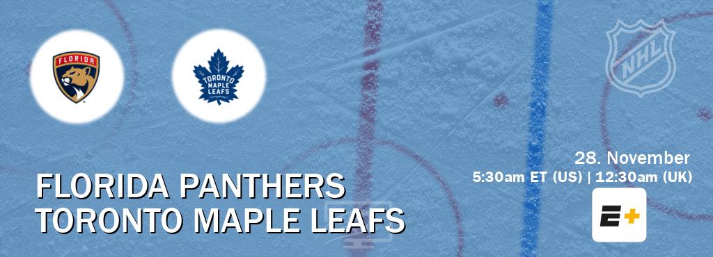 You can watch game live between Florida Panthers and Toronto Maple Leafs on ESPN+(US).