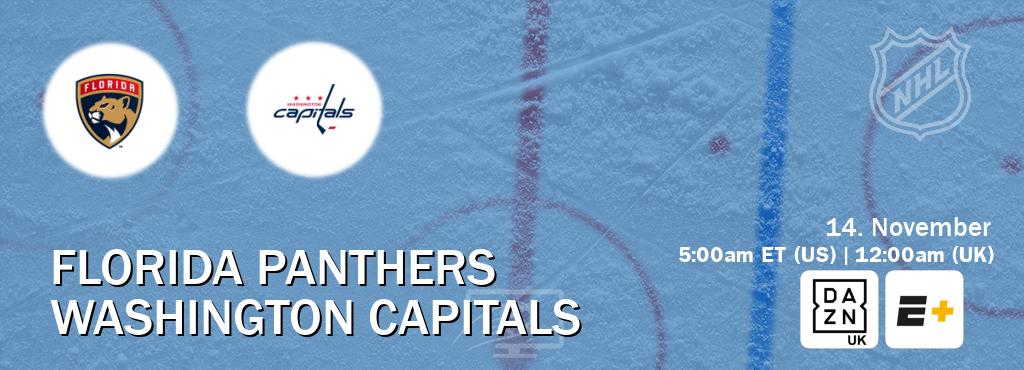 You can watch game live between Florida Panthers and Washington Capitals on DAZN UK(UK) and ESPN+(US). You can watch game live between Florida Panthers and Washington Capitals on DAZN UK(UK) and ESPN+(US).