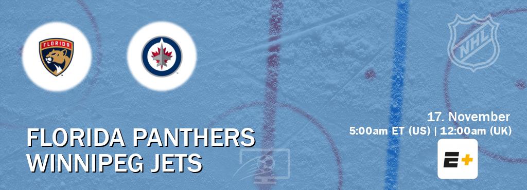 You can watch game live between Florida Panthers and Winnipeg Jets on ESPN+(US).