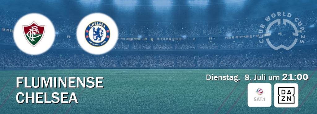 Das Spiel zwischen Fluminense und Chelsea wird am Dienstag,  8. Juli um  21:00, live vom SAT.1 und DAZN übertragen.