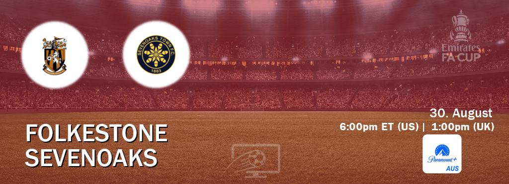 You can watch game live between Folkestone and Sevenoaks on Paramount+ Australia(AU).