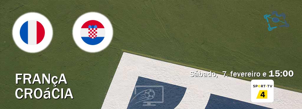 Jogo entre França e Croácia tem emissão Sport TV 4 (sábado,  7. fevereiro e  15:00).
