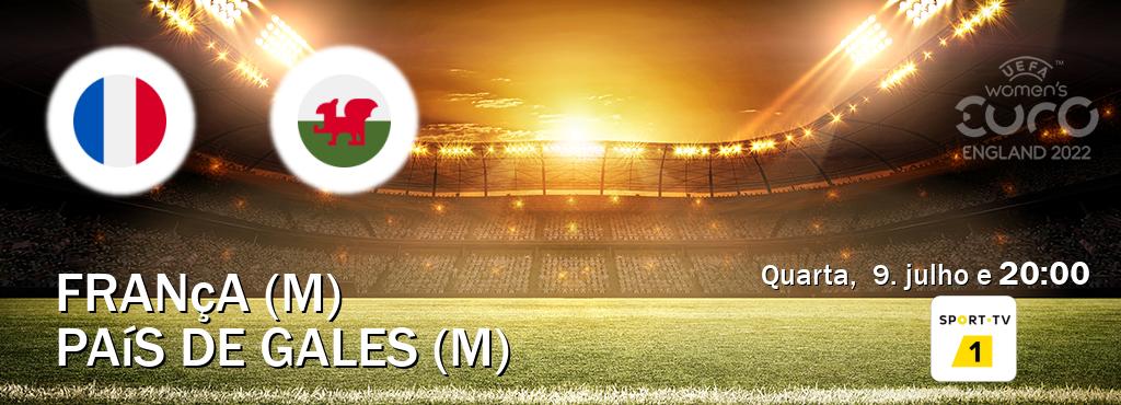 Jogo entre França (M) e País de Gales (M) tem emissão Sport TV 1 (quarta, 9. julho e 20:00). Jogo entre França (M) e País de Gales (M) tem emissão Sport TV 1 (quarta, 9. julho e 20:00).