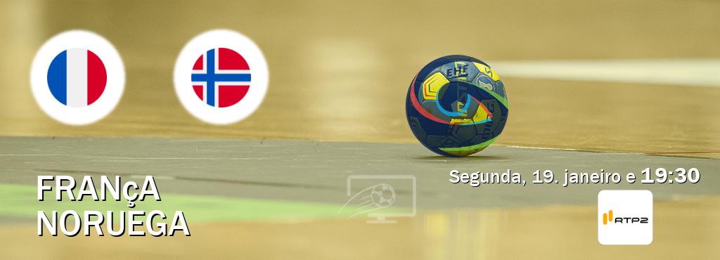 Jogo entre França e Noruega tem emissão RTP 2 (segunda, 19. janeiro e 19:30). Jogo entre França e Noruega tem emissão RTP 2 (segunda, 19. janeiro e 19:30).