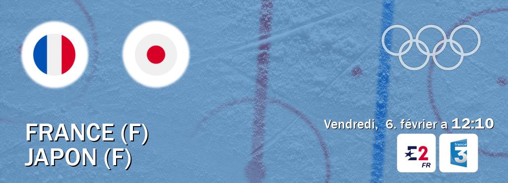 Match entre France (F) et Japon (F) en direct à la Eurosport 2 et France 3 (vendredi,  6. février a  12:10).