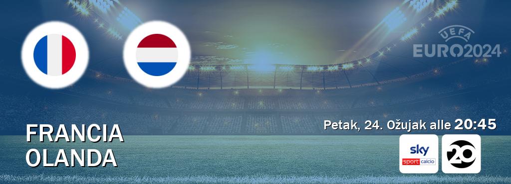 Il match Francia - Olanda sarà trasmesso in diretta TV su Sky Sport Calcio e 20 Mediaset (ore 20:45)