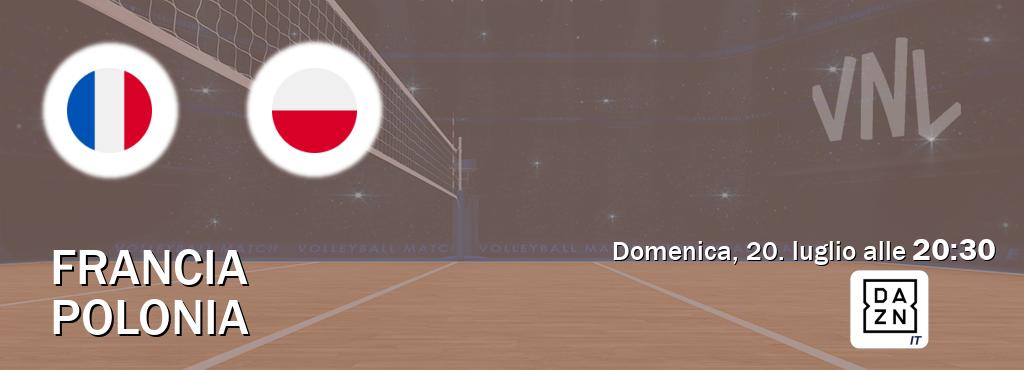 Il match Francia - Polonia sarà trasmesso in diretta TV su DAZN Italia (ore 20:30)