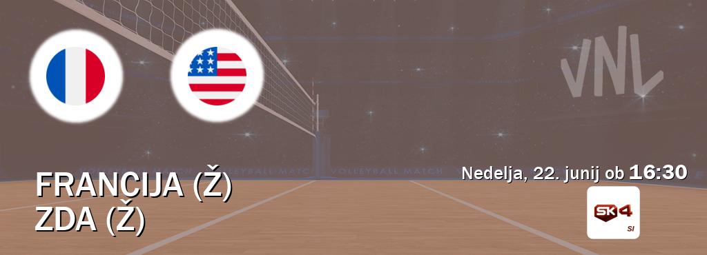 Dvoboj Francija (Ž) in ZDA (Ž) s prenosom tekme v živo na Sportklub 4. Dvoboj Francija (Ž) in ZDA (Ž) s prenosom tekme v živo na Sportklub 4.